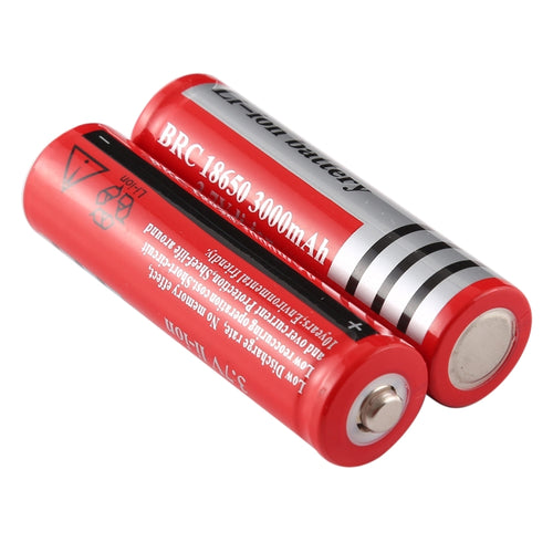 2 PCS UltraFire 18650 3000mAh 3.7V แบตเตอรี่ลิเธียมไอออนแบบชาร์จไฟได้ยาวนาน, 3000mAh