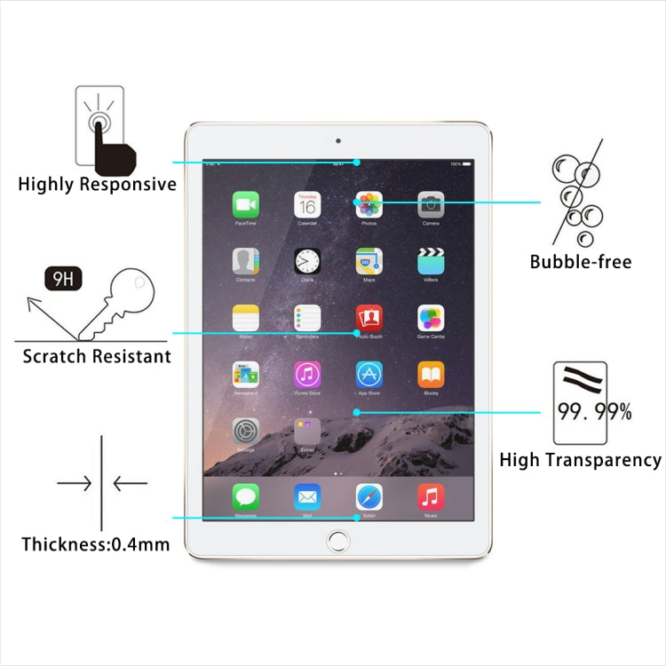 0.4mm 9H + ความแข็งพื้นผิว 2.5D ฟิล์มกระจกนิรภัยป้องกันการระเบิดสำหรับ iPad Mini 4 และ Mini 2019, For iPad mini 4