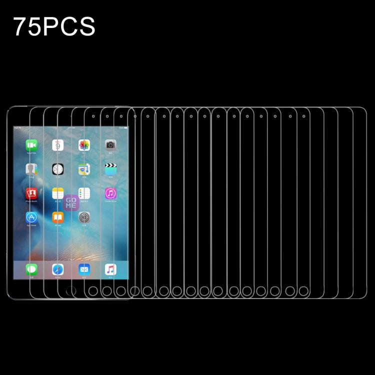 75 ชิ้น 0.3 มิลลิเมตร 9H + ความแข็งพื้นผิว 2.5D ฟิล์มกระจกนิรภัยป้องกันการระเบิดสำหรับมินิ iPad / มินิ 2 Retina / มินิ 3, For iPad mini (75 PCS)