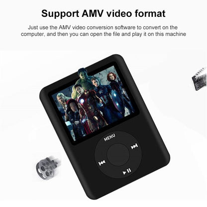 เครื่องเล่น MP4 หน้าจอ TFT ขนาด 1.8 นิ้ว พร้อมช่องเสียบการ์ด TF, รองรับเครื่องบันทึก, วิทยุ FM, E-Book และปฏิทิน