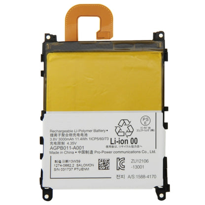 สำหรับ Sony Xperia Z1 / L39h 3.8V 3000mAh แบตเตอรี่ลิเธียมโพลิเมอร์แบบชาร์จไฟได้, For Sony Xperia Z1 / L39h