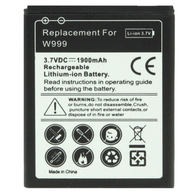 แบตเตอรี่ทดแทน 1900mAh สำหรับ Samsung W999, For Galaxy W999