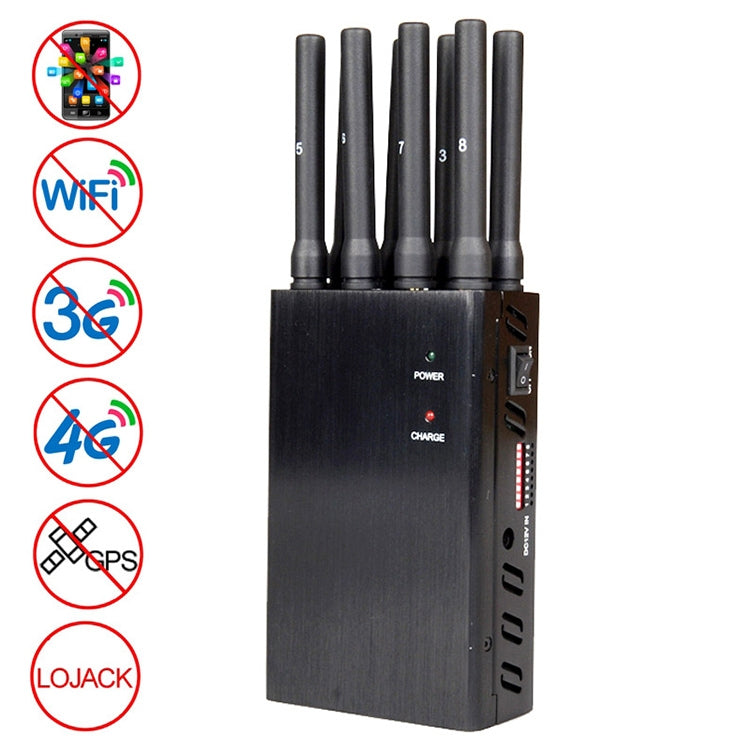 JAX-121A-8 GSM / DCS / WiFi / 3G / 4G / GPS / LOJACK เครื่องแยกสัญญาณโทรศัพท์มือถือ ระยะครอบคลุม: 20 เมตร, GSM / DCS / WiFi / 3G / 4G / GPS / LOJACK
