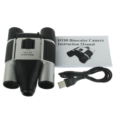 10×25มม. 5 ใน 1 (กล้องสองตา + กล้องวิดีโอ + กล้องดิจิตอล + PC Cam + เครื่องอ่านการ์ด TF) กล้องส่องทางไกลกล้องดิจิตอล มุมมองภาพ: 101ม./1000ม. ขนาด: 135 × 100 × 24มม., 10X25