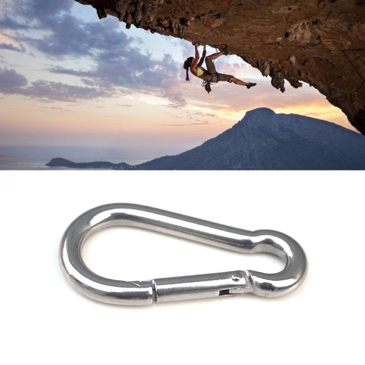 M6 สแตนเลสสตีล Carabiner ฤดูใบไม้ผลิ Hook Multi-tool Mountaineering Buckle ล็อค แคมป์ปิ้ง ตะขอเชือก, เส้นผ่านศูนย์กลางภายใน: 5.8 มม., M6