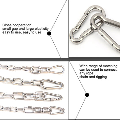 M6 สแตนเลสสตีล Carabiner ฤดูใบไม้ผลิ Hook Multi-tool Mountaineering Buckle ล็อค แคมป์ปิ้ง ตะขอเชือก, เส้นผ่านศูนย์กลางภายใน: 5.8 มม., M6
