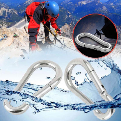 M6 สแตนเลสสตีล Carabiner ฤดูใบไม้ผลิ Hook Multi-tool Mountaineering Buckle ล็อค แคมป์ปิ้ง ตะขอเชือก, เส้นผ่านศูนย์กลางภายใน: 5.8 มม., M6