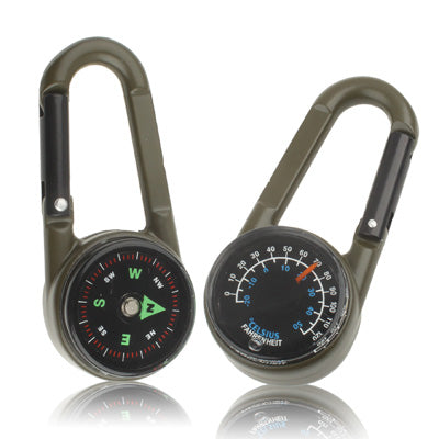 Carabiner เข็มทิศสำคัญและเครื่องวัดอุณหภูมิเดินป่าท่องเที่ยวกลางแจ้ง