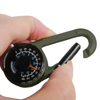 Carabiner เข็มทิศสำคัญและเครื่องวัดอุณหภูมิเดินป่าท่องเที่ยวกลางแจ้ง