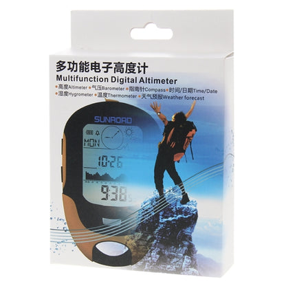 เครื่องวัดความสูงดิจิตอลมัลติฟังก์ชั่น SUNROAD LCD พร้อมเข็มทิศและบารอมิเตอร์ & เครื่องวัดอุณหภูมิ & ไฮโกรมิเตอร์ & พยากรณ์อากาศ & ไฟฉาย LED และนาฬิกา, Multifunction