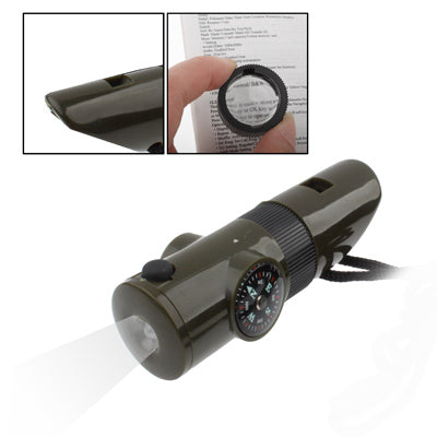 7 in 1 (นกหวีดเอาตัวรอด / เข็มทิศ / เครื่องวัดอุณหภูมิ / ไฟ LED / แว่นขยาย / ตัวสะท้อนกลับ / เชือก), 7 in 1  Survival Whistle