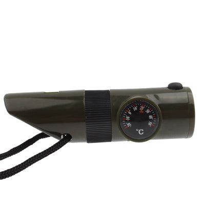 7 in 1 (นกหวีดเอาตัวรอด / เข็มทิศ / เครื่องวัดอุณหภูมิ / ไฟ LED / แว่นขยาย / ตัวสะท้อนกลับ / เชือก), 7 in 1  Survival Whistle
