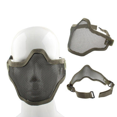 หน้ากากป้องกันสไตล์ตาข่ายครึ่งหน้าพร้อมสายรัดยางยืด, Net Mesh Style Mask (Army Green)