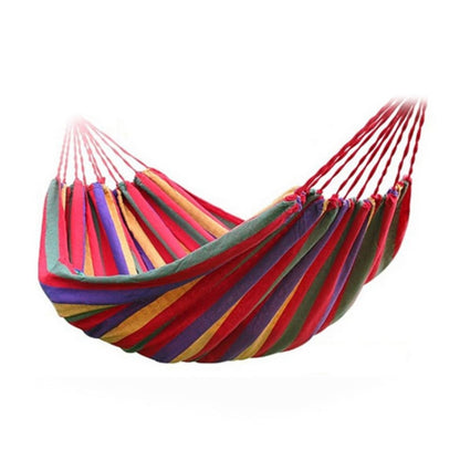 เปลญวนผ้าใบกลางแจ้งสำหรับตั้งแคมป์เดี่ยว Strip ขนาด: 185 ซม. x 80 ซม, 185cm x 80cm (Red), 260cm x 100cm (Blue)