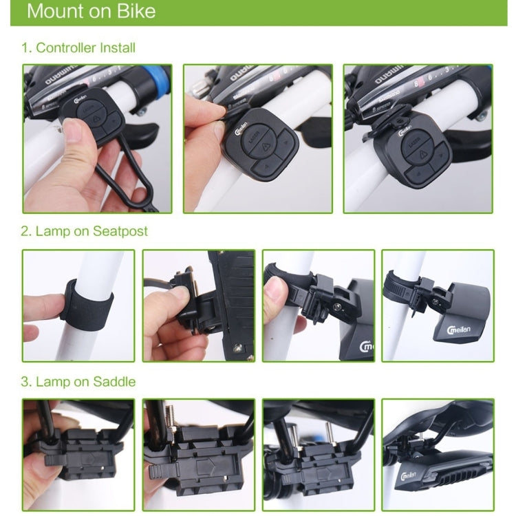 ไฟท้ายเลเซอร์ควบคุมระยะไกลไร้สาย Meilan X5 สำหรับจักรยาน ระดับกันน้ำ: IPX4, Wireless Remote Control Laser Tail Lamp