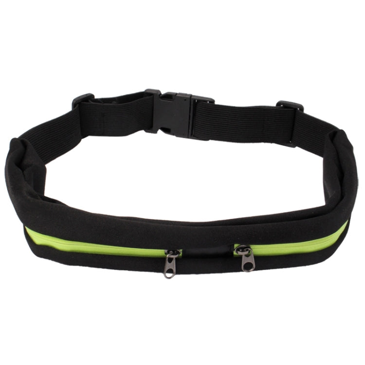 กีฬากันน้ำเอวยางยืดกระเป๋าสองกระเป๋า Fanny Pack กระเป๋าซิป, Green
