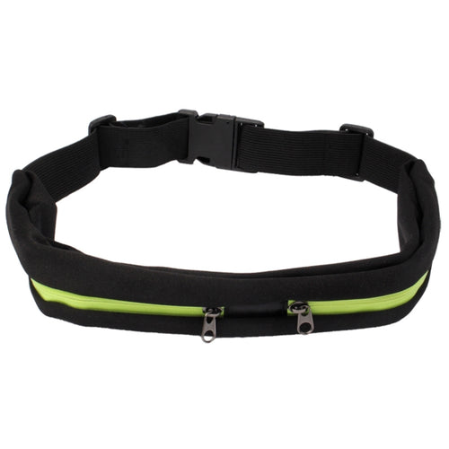 กีฬากันน้ำเอวยางยืดกระเป๋าสองกระเป๋า Fanny Pack กระเป๋าซิป, Green