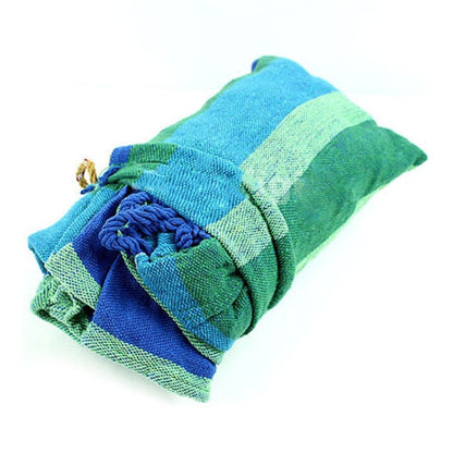 เปลญวนผ้าใบกลางแจ้งแบบขยับขยายเดี่ยว Blue Stripe ขนาด: 190 ซม. x 100 ซม, 190cm x 100cm (Blue)