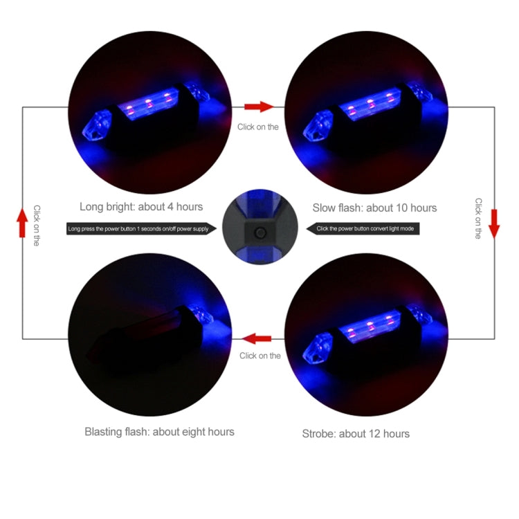 AQY-093 ไฟท้ายจักรยาน LED แบบชาร์จ USB ที่ถอดออกได้