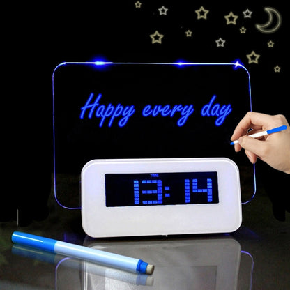 เครื่องวัดอุณหภูมินาฬิกาปลุกดิจิตอล LCD มัลติฟังก์ชั่น + ฮับ USB 4 พอร์ต + กระดานข้อความพร้อมไฟพื้นหลัง LCD สีน้ำเงินหรือสีเขียว, USB Message Board