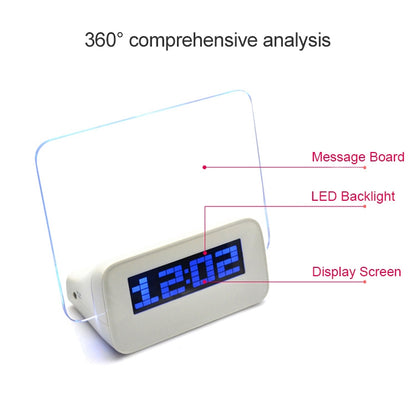 เครื่องวัดอุณหภูมินาฬิกาปลุกดิจิตอล LCD มัลติฟังก์ชั่น + ฮับ USB 4 พอร์ต + กระดานข้อความพร้อมไฟพื้นหลัง LCD สีน้ำเงินหรือสีเขียว, USB Message Board