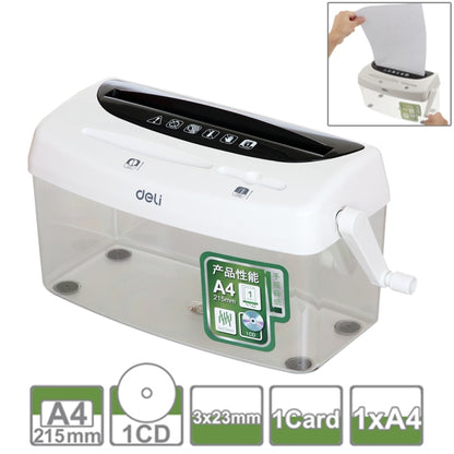 Deli Office Series เครื่องทำลายกระดาษตั้งโต๊ะ A4 / CD / การ์ดแบบมือหมุน, ปริมาตรถังขยะ: 4L (หมายเลข 9935), No. 9935