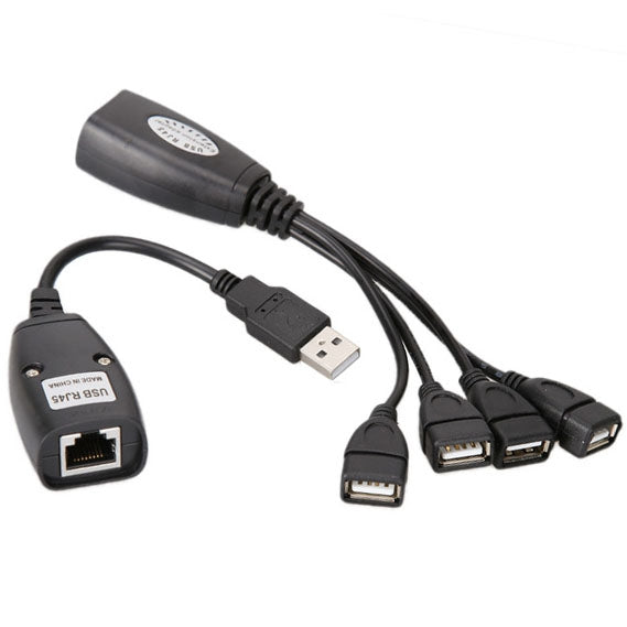 USB 2.0 CAT5 / CAT5E / CAT6 RJ45 ถึง 4 USB Ethernet Extender LAN สายต่อขยายอะแดปเตอร์ Repeater, 4 Ports USB