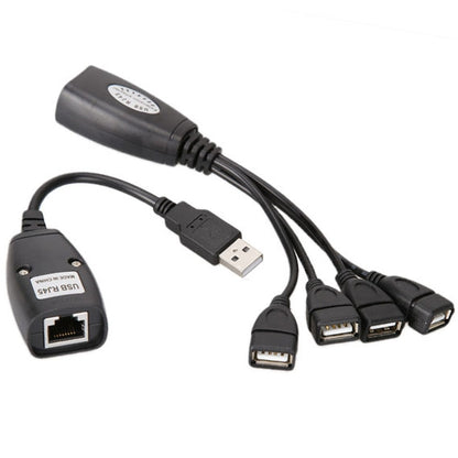 USB 2.0 CAT5 / CAT5E / CAT6 RJ45 ถึง 4 USB Ethernet Extender LAN สายต่อขยายอะแดปเตอร์ Repeater, 4 Ports USB