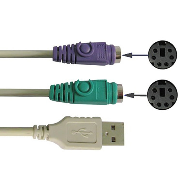 สายอะแดปเตอร์ USB เป็น PS/2 สำหรับคีย์บอร์ดและเมาส์ คุณภาพปกติ
