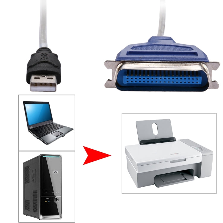 สายเคเบิลอะแดปเตอร์เครื่องพิมพ์ USB 2.0 คุณภาพสูงถึง Parallel 1284 36 พิน ความยาวสายเคเบิล: ประมาณ 1 ม.