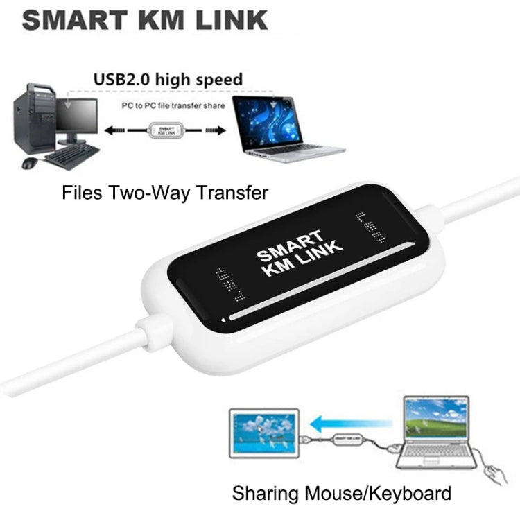 สายเคเบิลลิงค์ KM สมาร์ท USB 2.0 ความเร็วสูง, แชร์คีย์บอร์ดและเมาส์จากพีซีไปยังพีซี, พลักแอนด์เพลย์, ความยาว: 165 ซม.