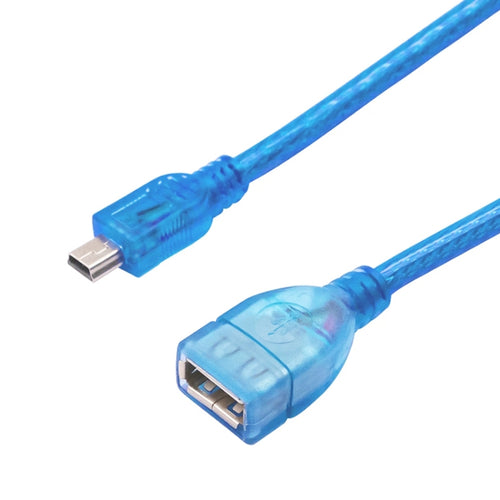 มินิ 5 พิน USB เข้ากับ USB 2.0 AF OTG Adapter Cable ความยาว: 22 ซม. (สีน้ำเงิน), 22cm