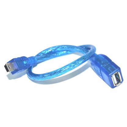 มินิ 5 พิน USB เข้ากับ USB 2.0 AF OTG Adapter Cable ความยาว: 22 ซม. (สีน้ำเงิน), 22cm