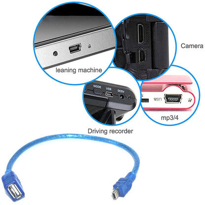 มินิ 5 พิน USB เข้ากับ USB 2.0 AF OTG Adapter Cable ความยาว: 22 ซม. (สีน้ำเงิน), 22cm