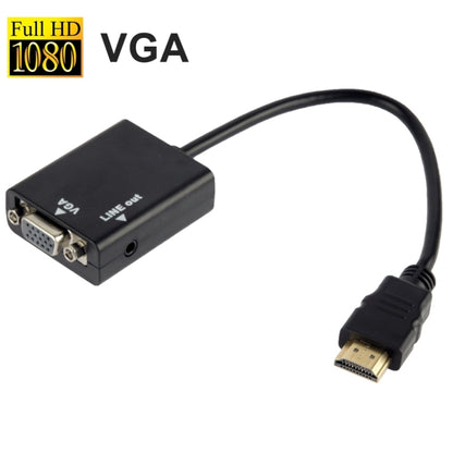 สายแปลงวิดีโอเอาต์พุต HDMI เป็น VGA + เสียงขนาด 26 ซม. พร้อมสายสัญญาณเสียงขนาด 3.5 มม. รองรับ Full HD 1080P, Length: 26cm