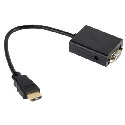 สายแปลงวิดีโอเอาต์พุต HDMI เป็น VGA + เสียงขนาด 26 ซม. พร้อมสายสัญญาณเสียงขนาด 3.5 มม. รองรับ Full HD 1080P, Length: 26cm
