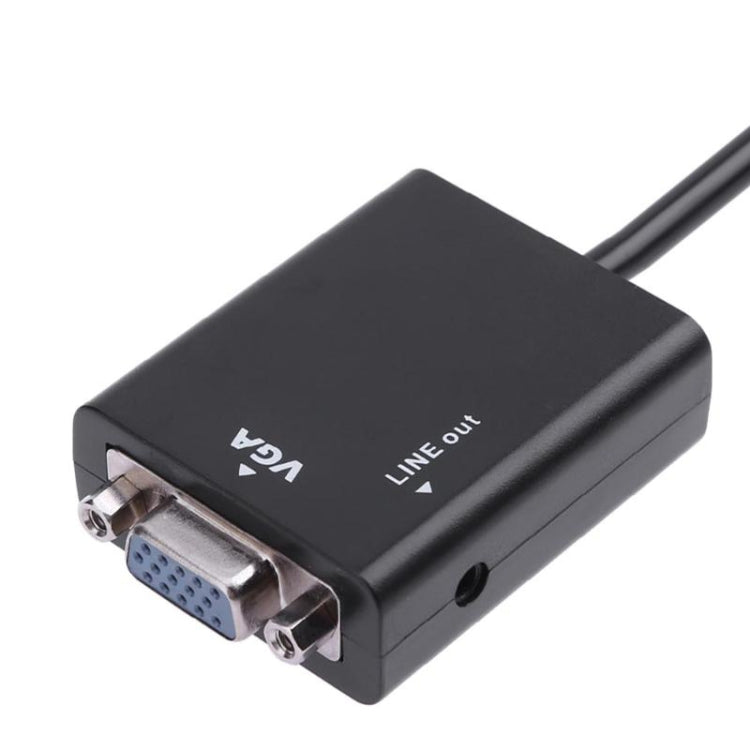 สายแปลงวิดีโอเอาต์พุต HDMI เป็น VGA + เสียงขนาด 26 ซม. พร้อมสายสัญญาณเสียงขนาด 3.5 มม. รองรับ Full HD 1080P, Length: 26cm