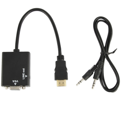 สายแปลงวิดีโอเอาต์พุต HDMI เป็น VGA + เสียงขนาด 26 ซม. พร้อมสายสัญญาณเสียงขนาด 3.5 มม. รองรับ Full HD 1080P, Length: 26cm