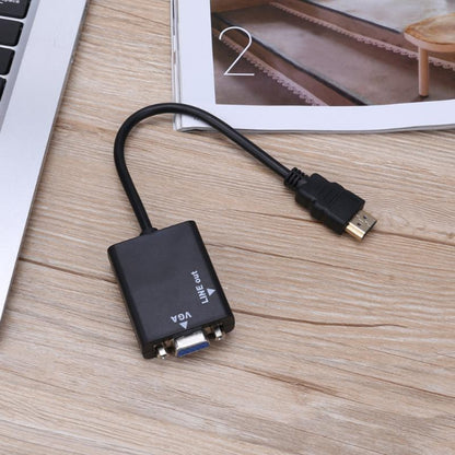 สายแปลงวิดีโอเอาต์พุต HDMI เป็น VGA + เสียงขนาด 26 ซม. พร้อมสายสัญญาณเสียงขนาด 3.5 มม. รองรับ Full HD 1080P, Length: 26cm