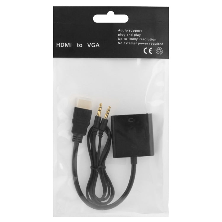 24 ซม. Full HD 1080P HDMI เป็น VGA + สายสัญญาณเสียงสำหรับคอมพิวเตอร์ / DVD / กล่องรับสัญญาณดิจิตอล / แล็ปท็อป / โทรศัพท์มือถือ / เครื่องเล่นมีเดีย, Length: 24cm, Length: 24cm(White)