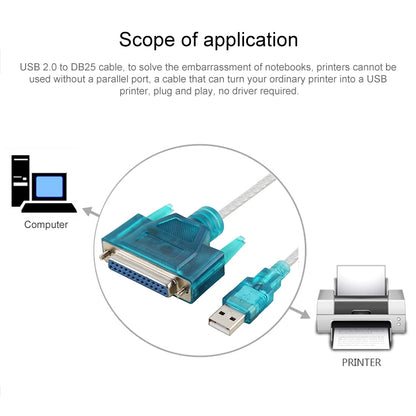 สาย USB 2.0 ถึง DB25 Pin Female ความยาว 1.5 ม, USB to DB25 Female (Blue)