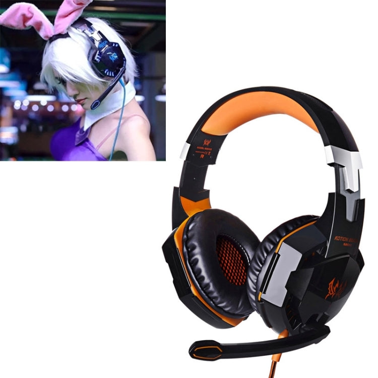 ชุดหูฟังสเตอริโอเบสแบบครอบหู G2000 แต่ละอันพร้อมไมโครโฟนและไฟ LED สำหรับคอมพิวเตอร์ความยาวสายเคเบิล: 2.2 ม.