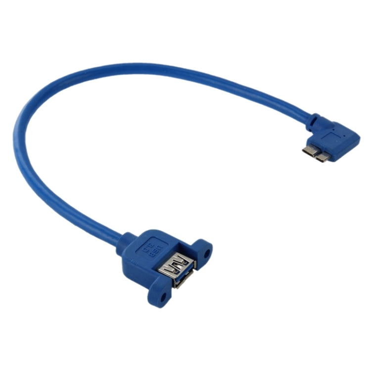 เลี้ยวซ้าย 90 องศา USB 3.0 Micro-B ชายไปยัง USB 3.0 หญิงสาย OTG สำหรับแท็บเล็ต / ฮาร์ดไดรฟ์แบบพกพาความยาว: 30 ซม., Micro BM to AF, length: 30cm