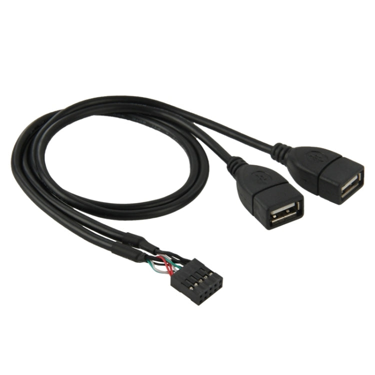 เมนบอร์ด 10 พินหัวต่อหญิงถึง 2 สายอะแดปเตอร์ USB 2.0 หญิง, ความยาว: 50 ซม, 10 Pin Motherboard to 2 USB AF