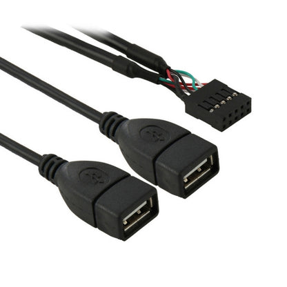 เมนบอร์ด 10 พินหัวต่อหญิงถึง 2 สายอะแดปเตอร์ USB 2.0 หญิง, ความยาว: 50 ซม, 10 Pin Motherboard to 2 USB AF