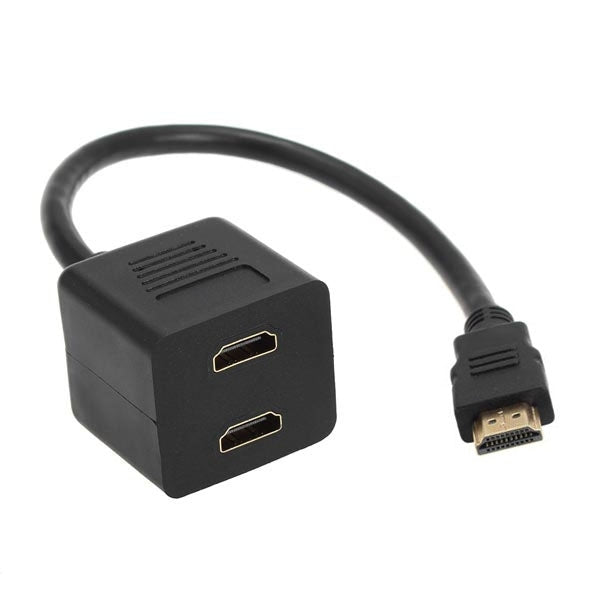 อะแดปเตอร์แยก HDMI ขนาด 30 ซม. ขั้วต่อตัวแยก Y พร้อมเจลข้อต่อ 2 ชิ้น (ชุบทอง), 1 in 2  (Gold Plated)