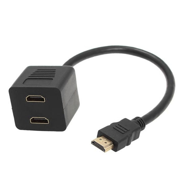 อะแดปเตอร์แยก HDMI ขนาด 30 ซม. ขั้วต่อตัวแยก Y พร้อมเจลข้อต่อ 2 ชิ้น (ชุบทอง), 1 in 2  (Gold Plated)