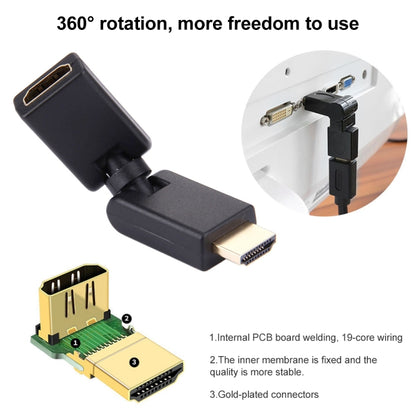 HDMI 19 พินอะแดปเตอร์หมุน 360 องศาชายกับหญิง (ชุบทอง)