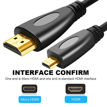 1 ม. ชุบทอง 3D 1080P Micro HDMI ชายกับสาย HDMI ชายสำหรับโทรศัพท์มือถือ, กล้อง, GoPro, Gold Plated Micro HDMI, Length: 1m