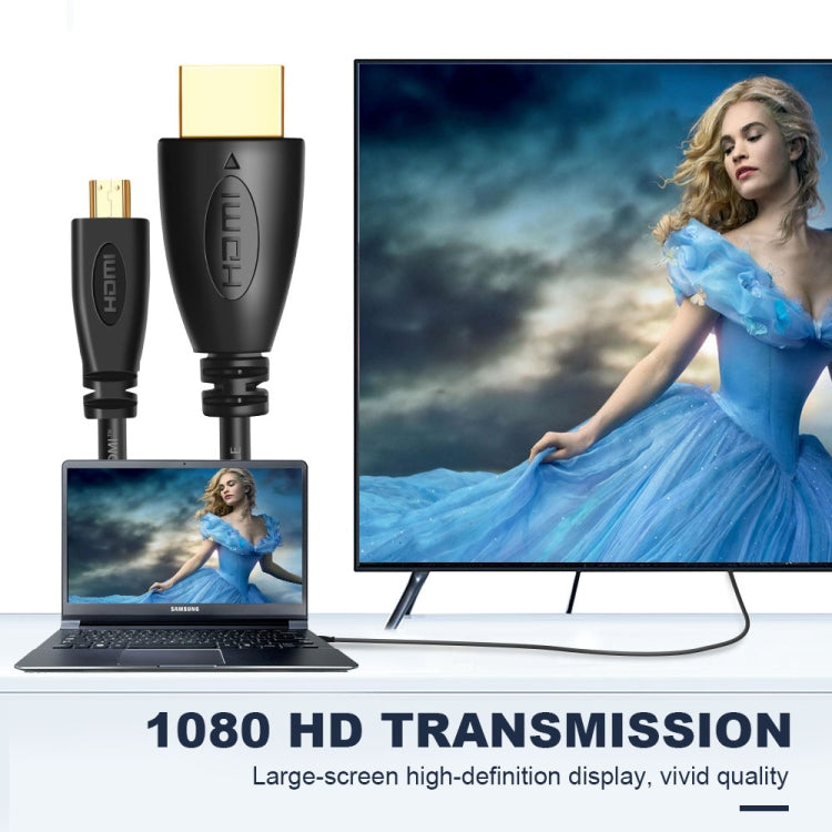 1 ม. ชุบทอง 3D 1080P Micro HDMI ชายกับสาย HDMI ชายสำหรับโทรศัพท์มือถือ, กล้อง, GoPro, Gold Plated Micro HDMI, Length: 1m